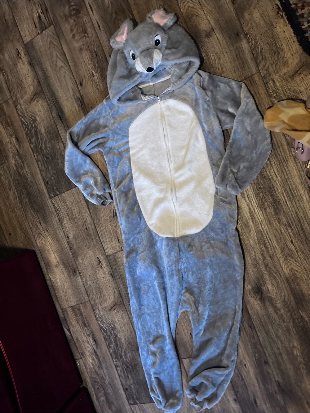 Gray Mouse One-Piece Hoodie Romper Size Medium UniSex Halloween Animal Costume